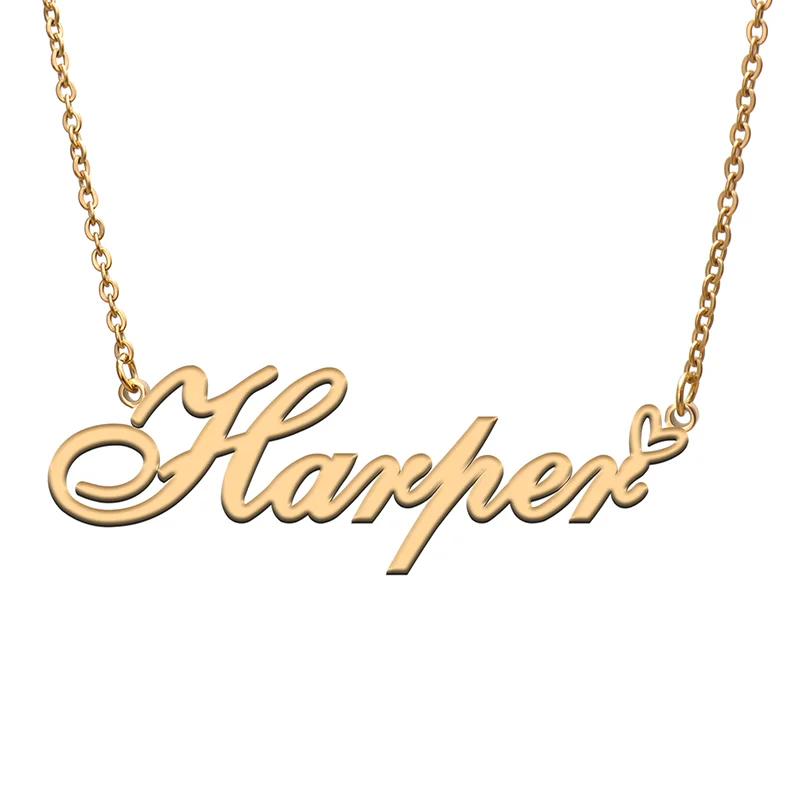 

Harper Name Tag Necklace Personalized Pendant Jewelry Gifts for Mom Daughter Girl Friend Birthday Christmas Party Present