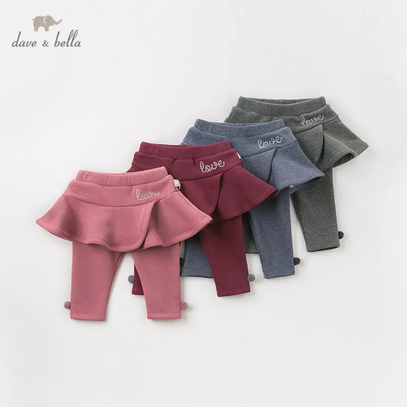 

DBJ11575-3 dave bella winter baby girls fashion draped letter pants children full length kids pants infant toddler trousers