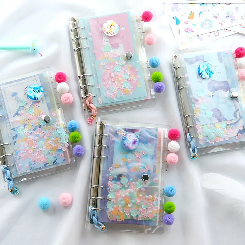 Pretty Girl Notebook Set Loose-leaf Scrapbook Student Cute Portable Diary Binder Kawaii School Notepad Gift