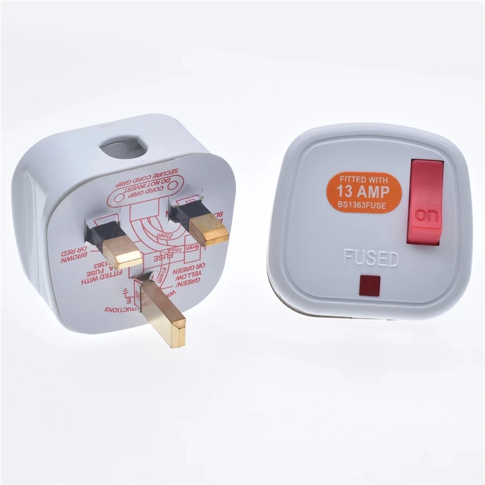 Toma de corriente eléctrica UK 13A, enchufe fundido macho, interruptor independiente, adaptador de conector de cable de extensión rebobinado desmontable