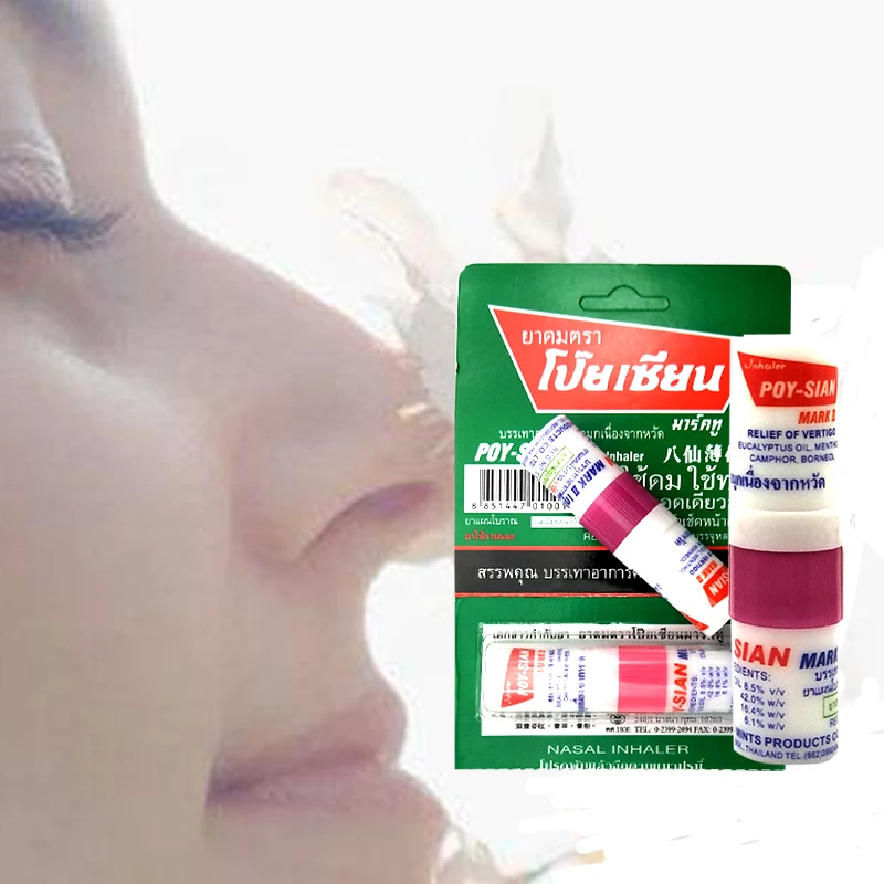 Thailand Herbal Nasal Inhaler Stick Mint Cylinder Treament For Asthma Nasal Congestion Headache Refreshing Aroma Stick Inhaler