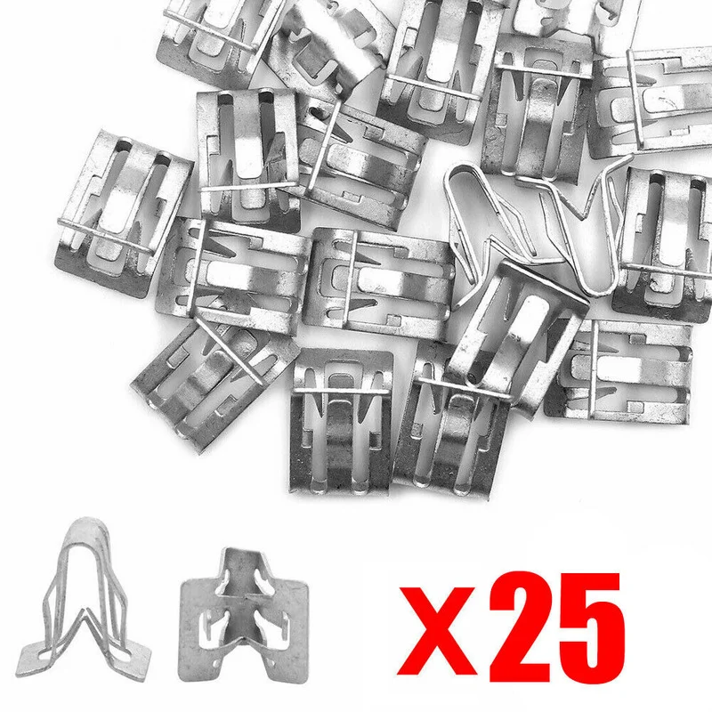 

25pcs Universal Metal Fastener Clips 1/2" X 5/8" Car Tuning Retainer Moulding Trim Creative Gadget Accessories Car Products