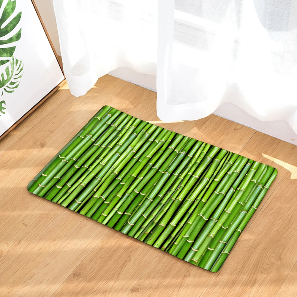 Bathroom Non-slip Mat Plant Flower Bamboo Zen Stone 3D Printed Bath Mat Floor Carpet Toilet Rug Doormat 45*75CM and 40*60CM