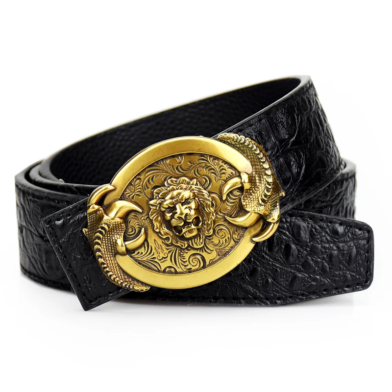 men belt Luxury designer Crocodile pattern belts high quality fashion ceinture Jeans black waistband men punk belt