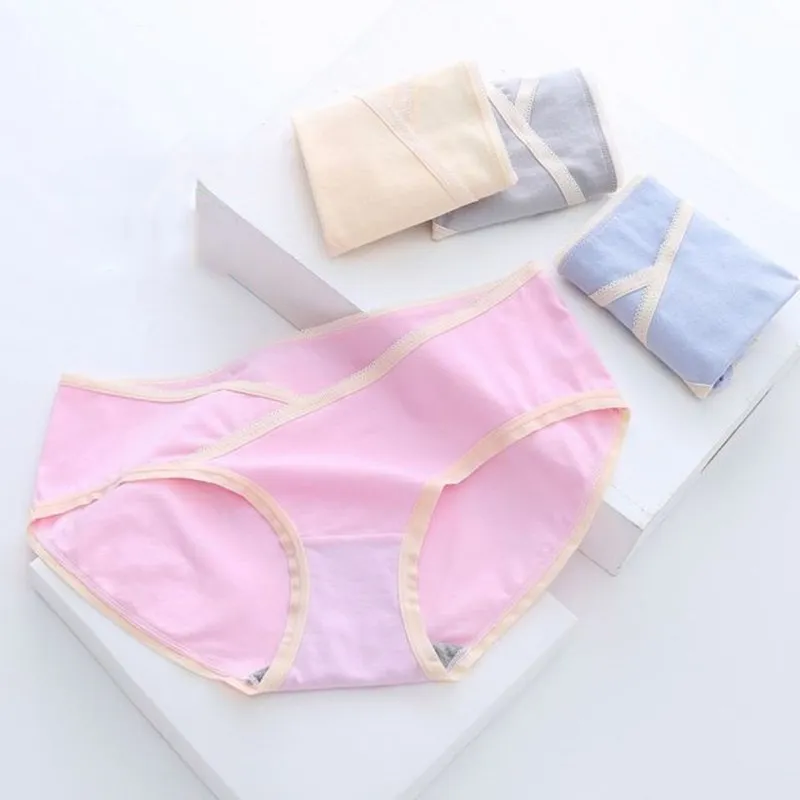 

4 Pcs/Pack Pregnant Panties 4 Colors Low Waist V-shaped Large Size Soft Breathable Cotton Maternity Briefs For Pregnant Women