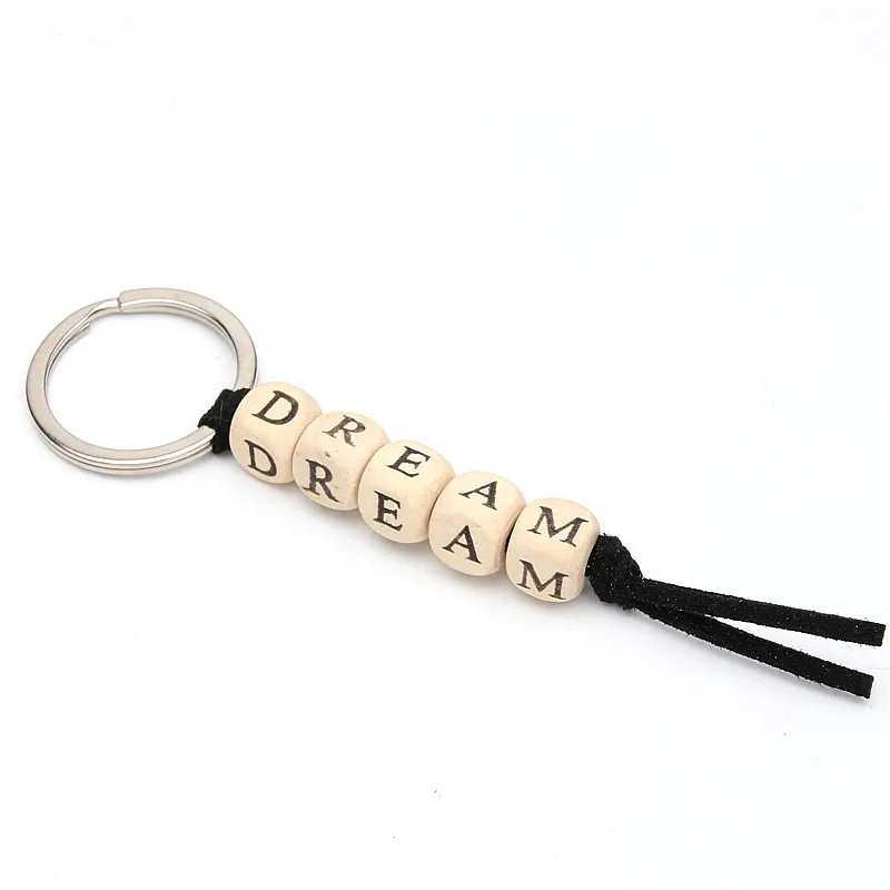 1pc Custom Key Ring Personalised Keyring Keychain Name Wood Key Holder Resin Xmas Gift Bagpack Tag Favour Gift Letter Handmade
