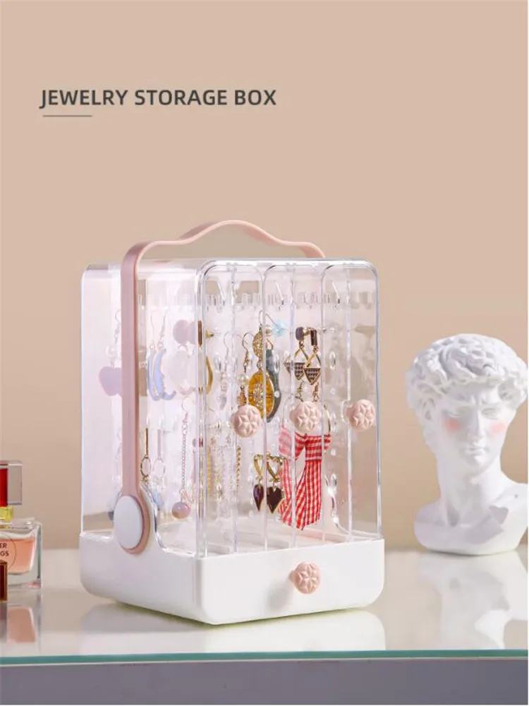 Transparante Stofdicht Oorbel Display Stand, Creatieve Draagbare Sieraden Doos, Ketting Opbergdoos