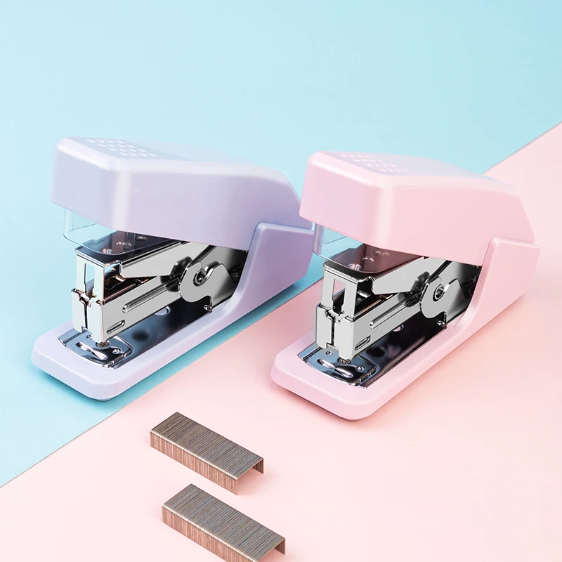 

zq Blue Pink Desktop Binding Fresh Office Binding Student Stapler Office Supplies
