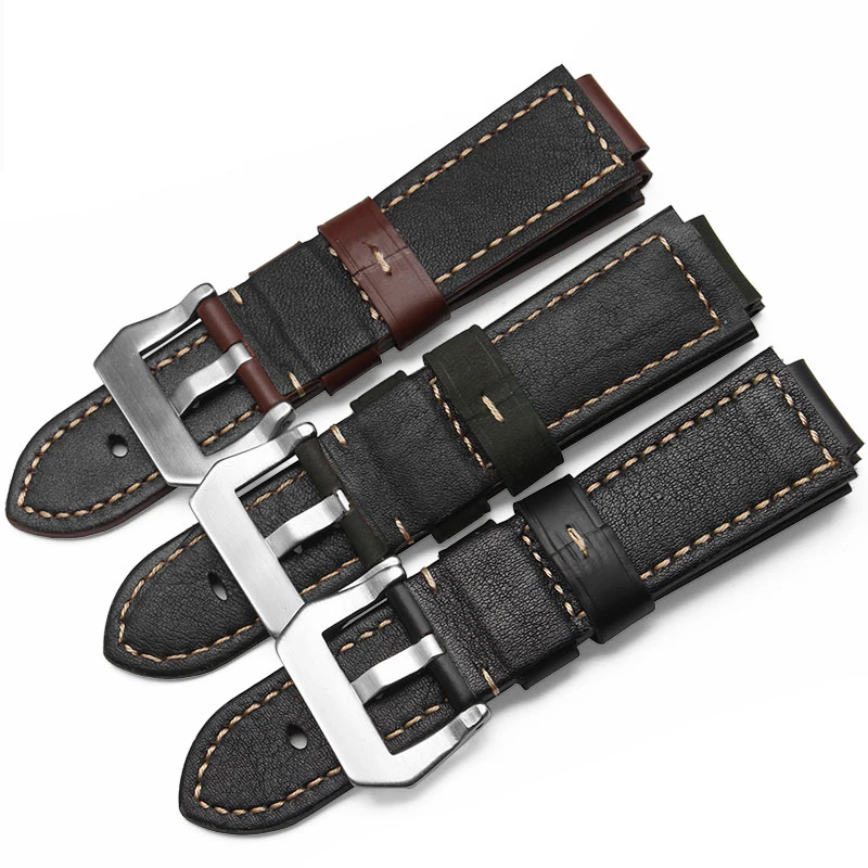 Quality Genuine Leather watchband For men's Timex T49859|T2N720|T2p141|T2n722|723|738|739 Strap with stainless steel Watchband