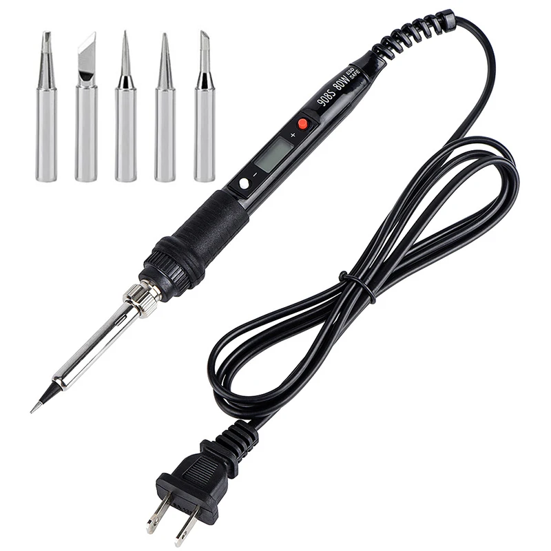 Black 110V 220V 80W Digital display LCD Adjustable Temperature Electric Soldering Iron with 900M-T soldering iron tip