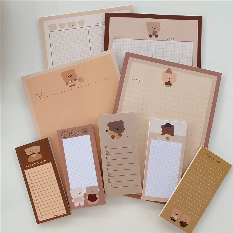 Ins Cartoon Cute Bear Notebook B5 Grid B5 50 Sheets Student Creative Learning Note Paper Memo Pad Kawaii Diary School Stationery