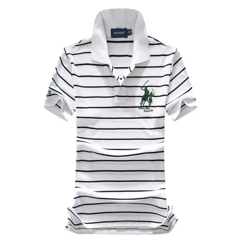 Fashion Summer Womens Polos Shirts Casual Striped Cotton Embroidery-Brand Chemise Polos Femme Lapel Sports Tees Slim Ladies Tops