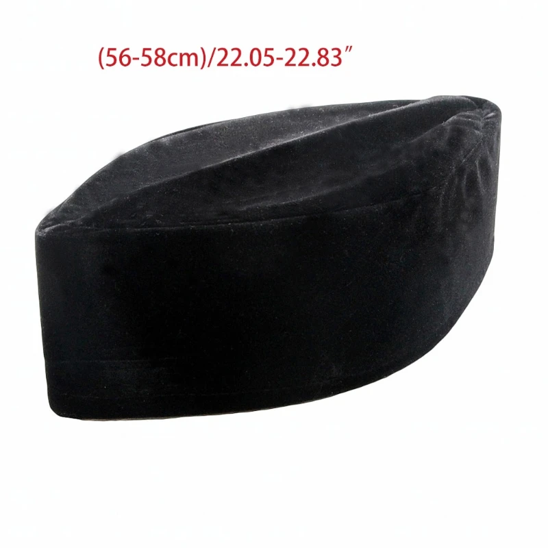 Muslim Men Velvet Black Kufi Hat Islamic Turkish Takke Prayer Cap Bonnet Turban M6CD