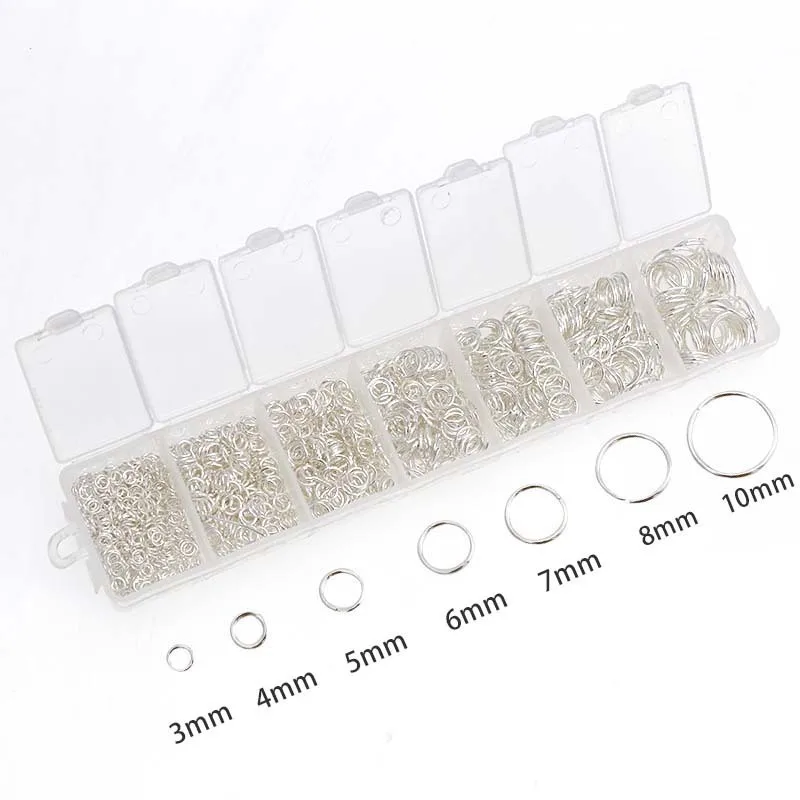 1500Pcs/Box Open Jump Rings 3mm 4mm 5mm 6mm 8mm 10mm Single Loop Split Rings DIY Jewelry Making Findings Connector