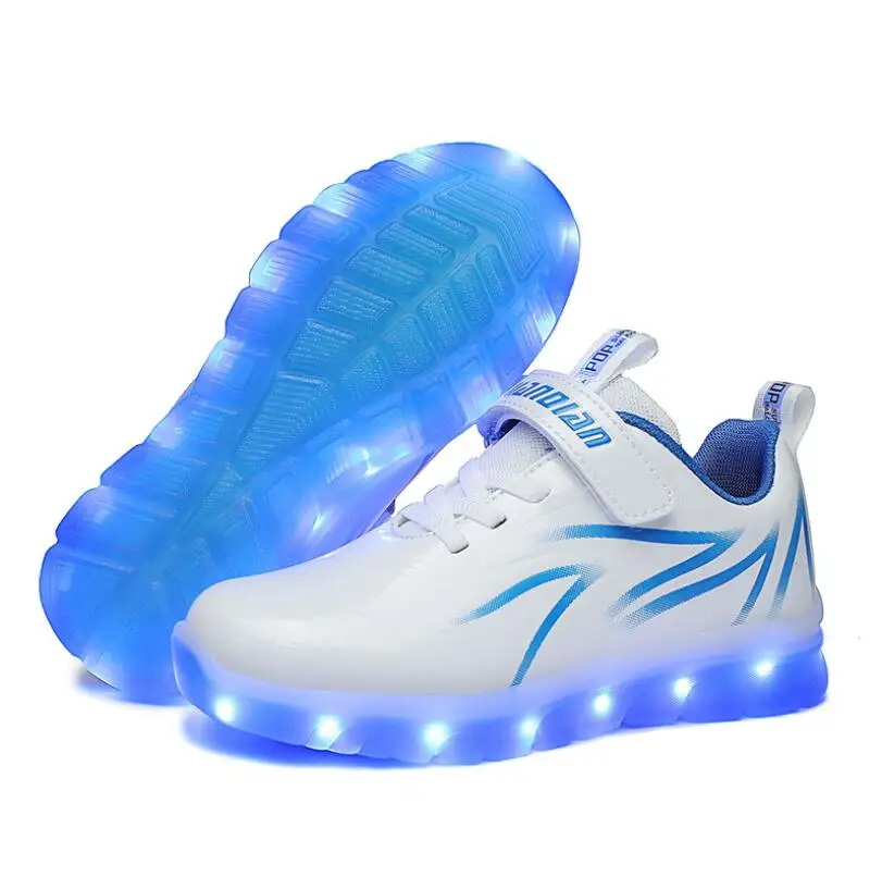 Fashion LED Children Shoes USB Charging Kids Sneakers Boys & Girls Sports Casual Size 26-37