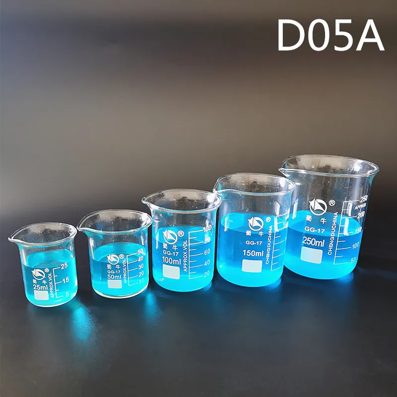 1set Low Form Beaker Chemistry Laboratory Borosilicate Glass Transparent Beaker Flask Thickened With Spout