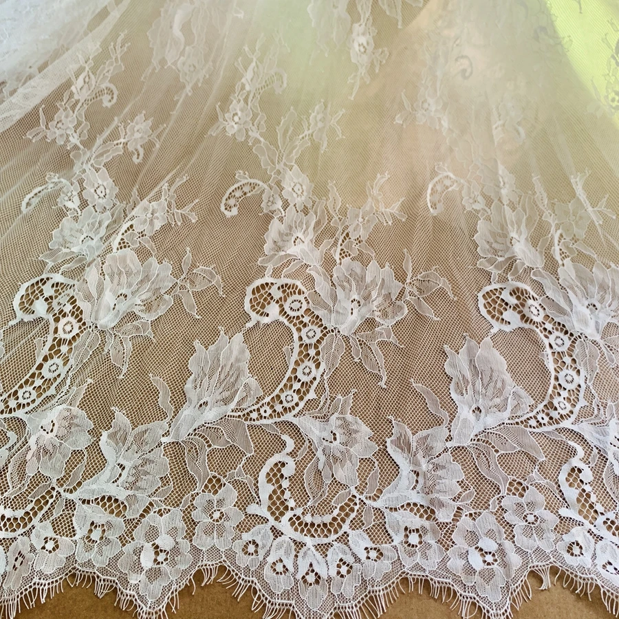 3 Meters Long Flowers lily Lace Fabric Elegant Lace Material Off White Lace for crafts Sewing Material 3 Meters