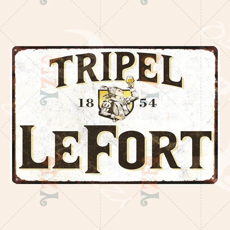 Placas de metal para Wall Bar, Pub Art, Kitchen and Coffee Decor, Cerveja Bélgica, Omer Kwaremont, Tripel, Lefort, Home Decor, DU-10056B, 30x20cm