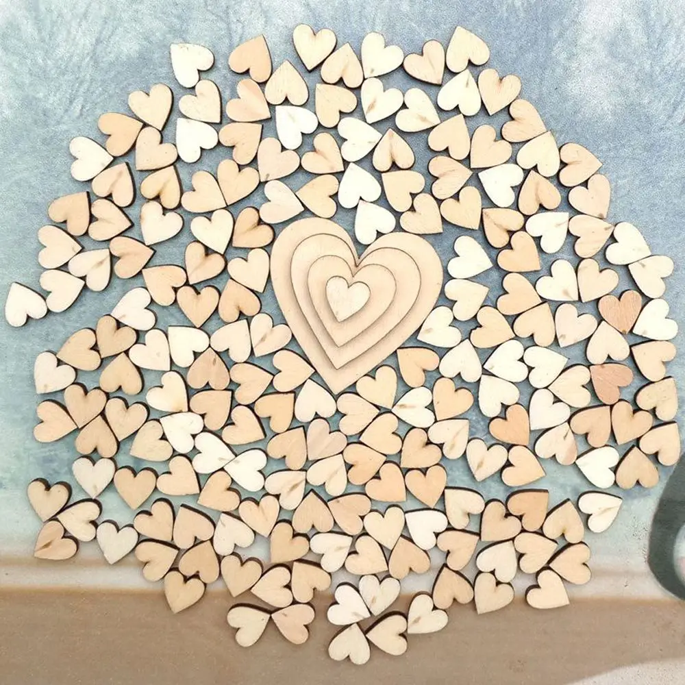 100PCS 4 Sizes DIY Decoration Table Scatter Wedding Decor Crafts Accessories Wooden Love Heart