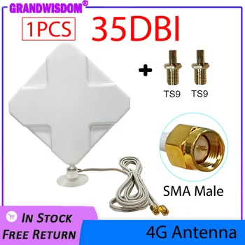 GRANDWISDOM 3G 4G IOT 35 dBi 2 m Kabel LTE Antenne 2 * SMA-Stecker für 4G-Modem-Router-Adapter SMA-Buchse auf TS9-Stecker