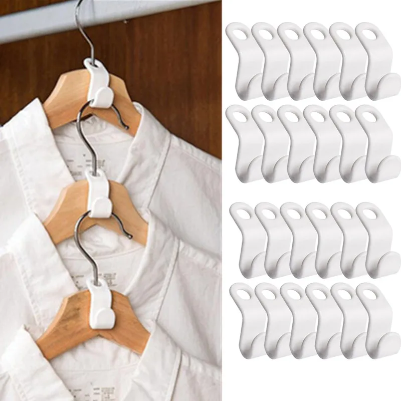 

1-24pcs Connect Hooks for Hanger Wardrobe Closet Organizer Connect Hooks Rails Storage Hook Clothes Organzier Linking Hooks