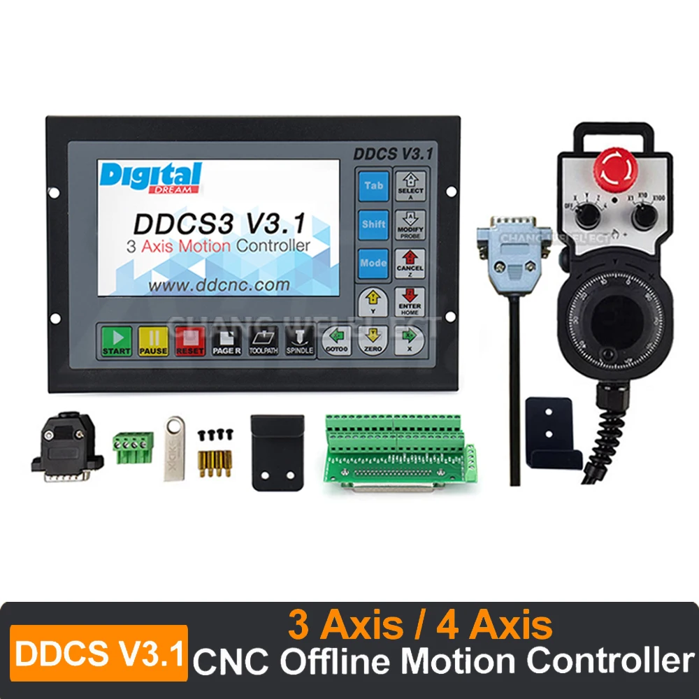 Brand New Ddcsv3.1 3/4 Axis Cnc Offline Controller Kit + V5 Anti-roll 3d Probe Finder Compatible With Mach3+6-axis Handwheel Mpg