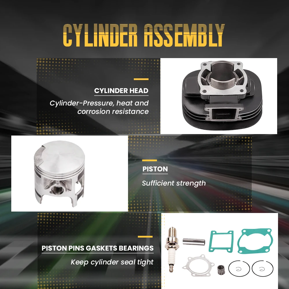 Cylinder Head Piston Top End Kit Set For Yamaha Blaster YFS200 66mm Stock Bore 200 1988-06 66mm 4L0-11633-00-00, 3JM-13621-00-00
