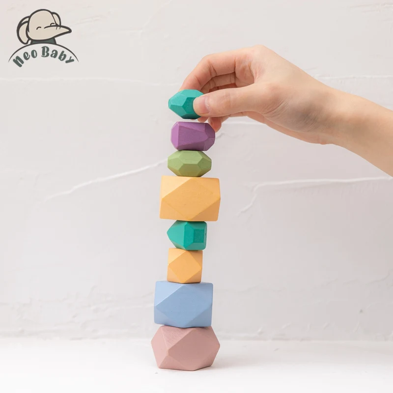 Jogo Educacional De Madeira Para Crianças, Brinquedo Colorido, Blocos De Construção, Ins Estilo Nórdico, Arco-Íris De Pedra, DIY, Montessori