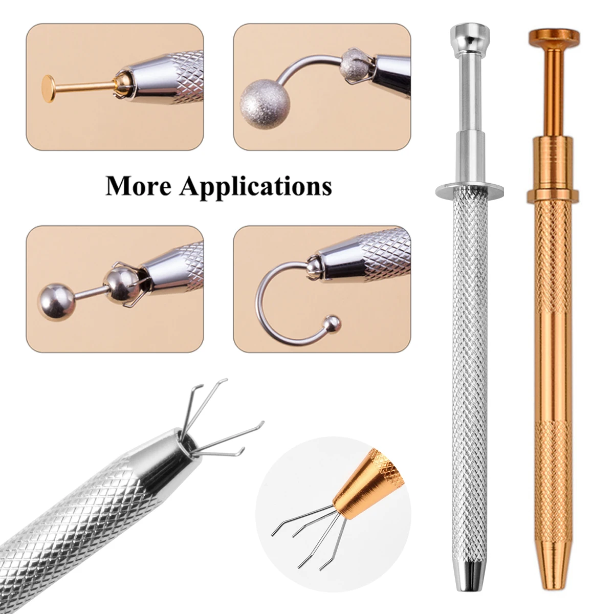 Professional Jewelry Holder Bead Ball Pick Up Tool Prong Tweezers Catcher Crystal Grabbers with 4 Claws Earring Making Grasping