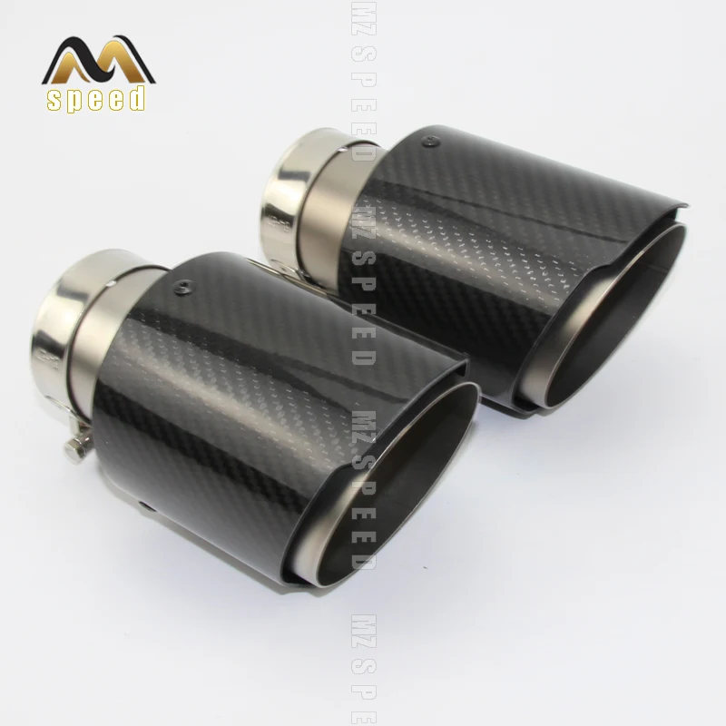 1PCS car accessories 304 stainless steel atomization and bright-faced carbon fiber tailpipe muffler tailpipe straight edge