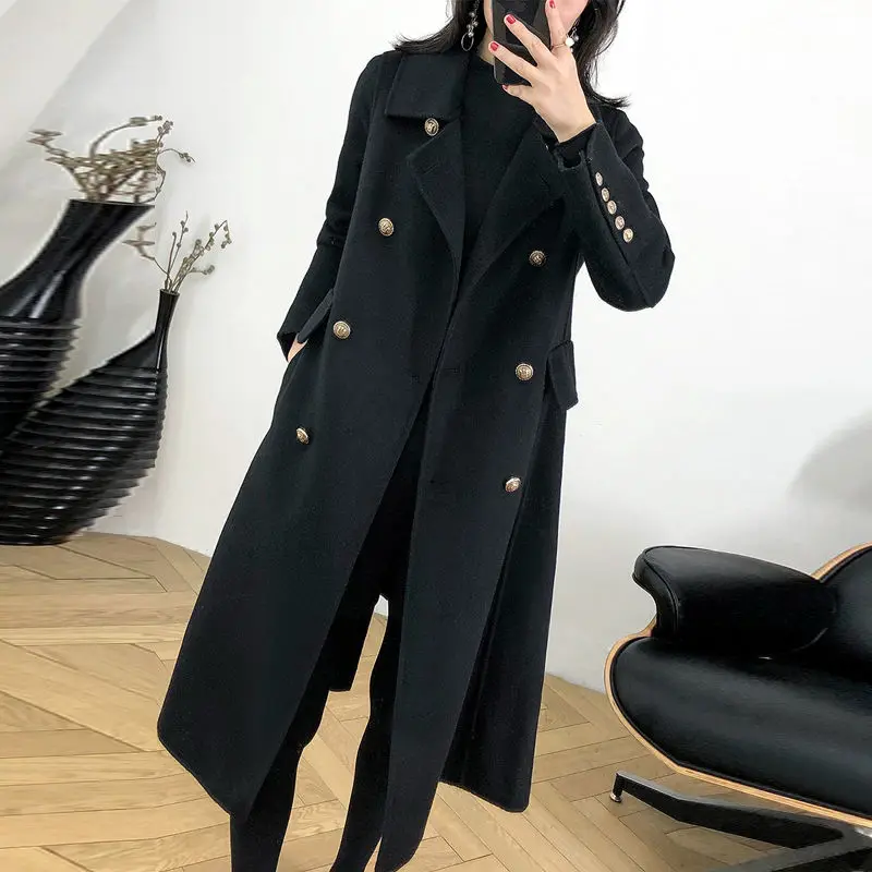 

Autumn and Winter Woolen Coat Female Mid-Long New Korean Temperament Women Popular Outerwear Woolen Coat