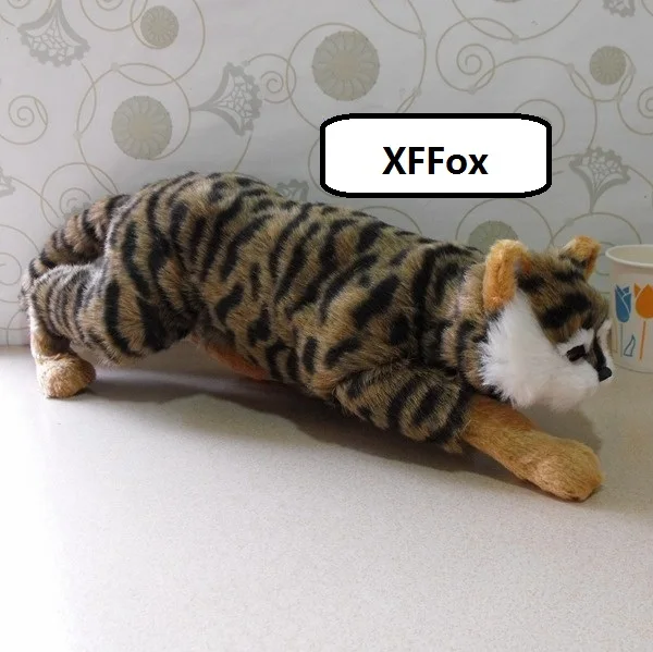 big real life cat model plastic&furs simulation khaki cat  gift about 48x11x12cm xf2347