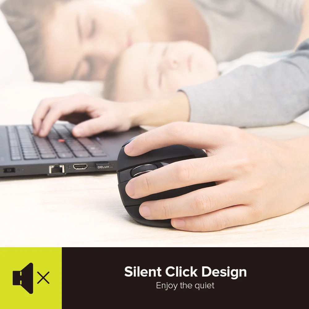 Delux M618ZD Left Hand BT Wireless Mouse Ergonomic Optical Rechargeable Mice For Computer