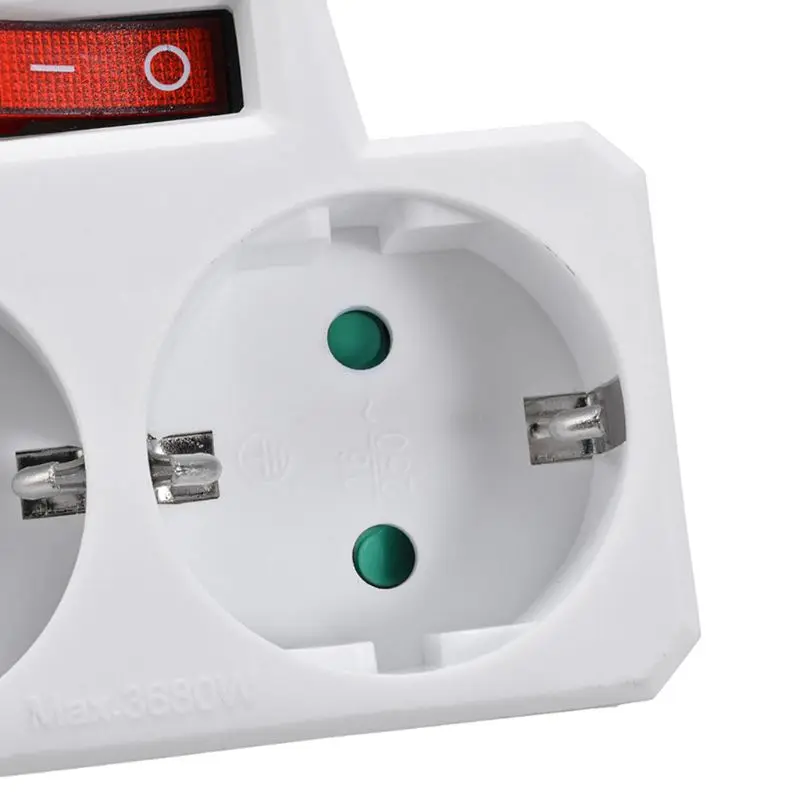 Durable EU Standard Multiple Plug 250V 16A Double Socket Conversion Socket with Outlet Switch Plug Power Adapter Socket 4XFD