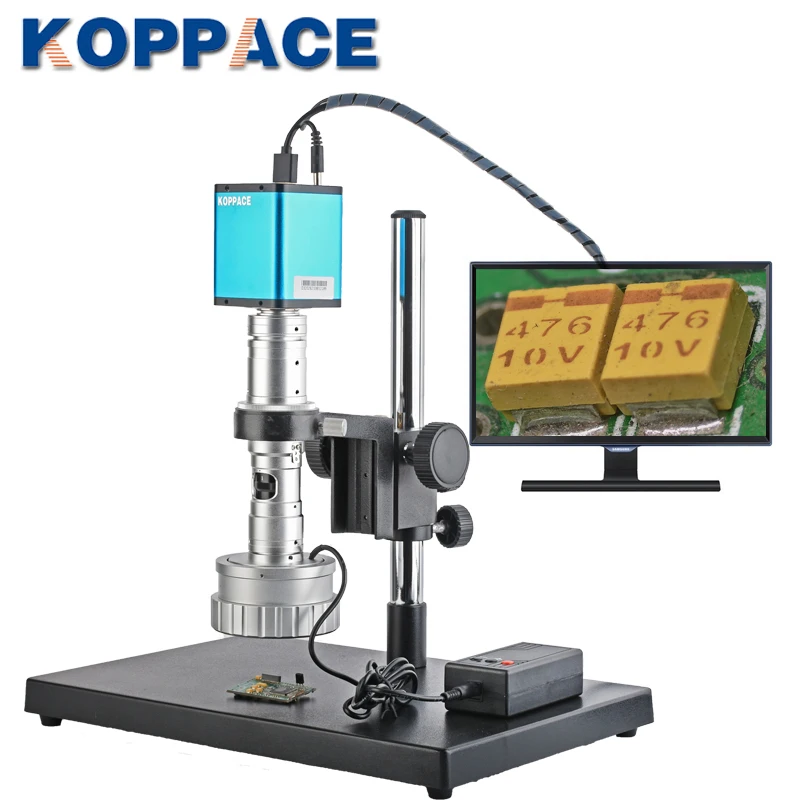 KOPPACE 23X-153X 2 Million Pixels 3D Industrial Microscope Lens 360 Degrees Manual Rotation Lens Can Take and Record Video