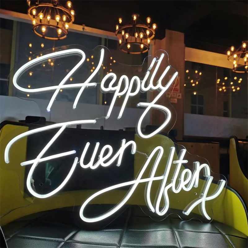 Happily Ever After Custom Neon Sign for Bar Decor and Shop Decor, Flex LED Neon Bedroom Sign Ins