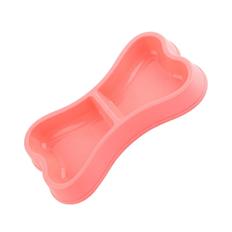 Plastic Dog Bowls Bone Shaped Candy Color Dogs Feeder Double-head Bowls Pets Travel Feeding Food Bowl Cats Tableware