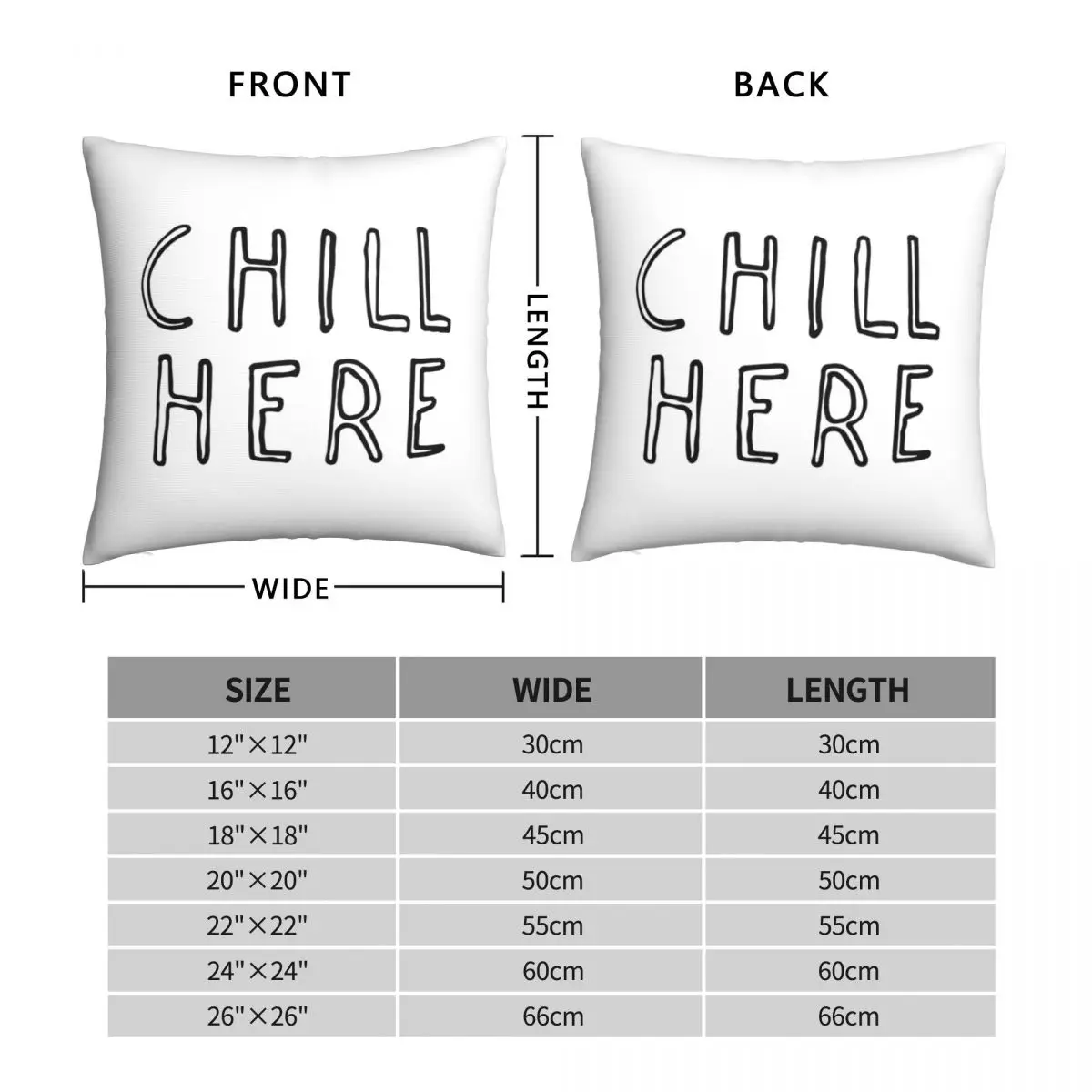 Chill Here Square Pillowcase Polyester Linen Velvet Printed Zip Decorative Car Cushion Cover