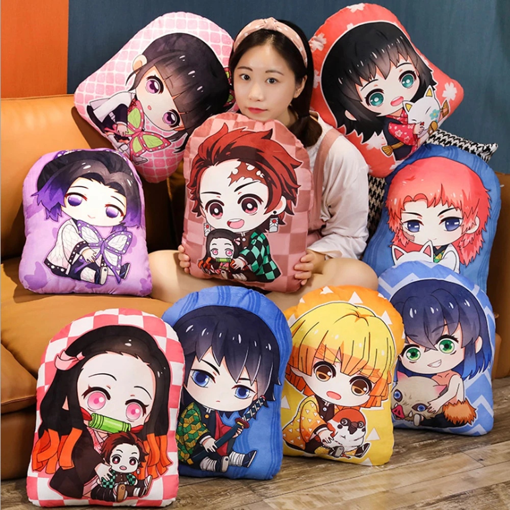 Devil's Blade Anime Cute Pillow Cushion Demon Slayer Manga Kimetsu No Yaiba Tanjirou Nezuko Cushion Pillow Stuffed Plush Toys