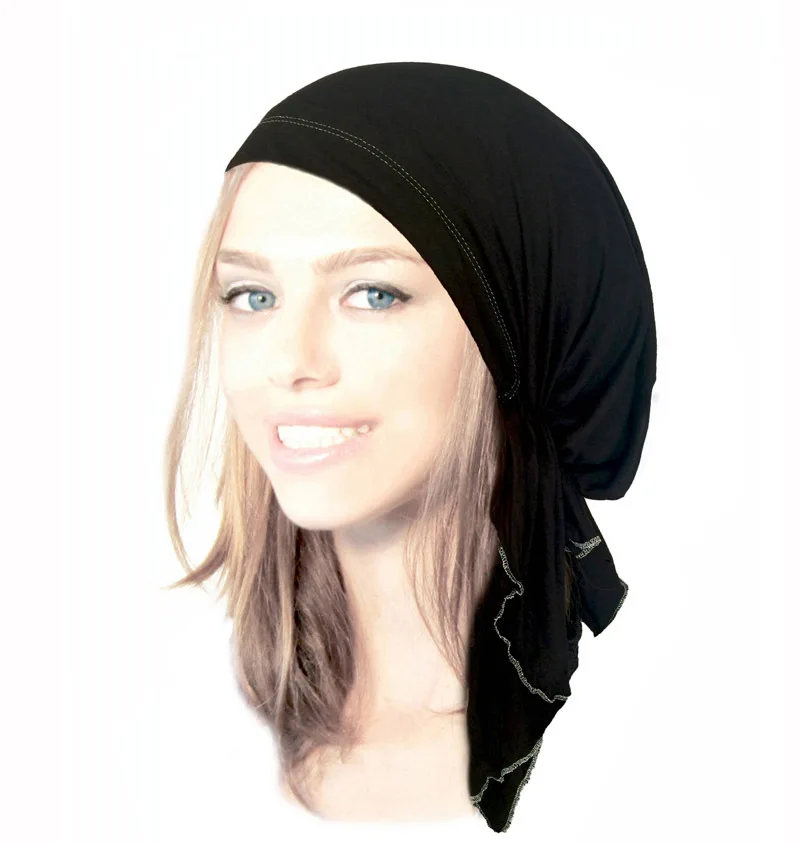 Turbante liso elástico para mujeres musulmanas, pañuelo para la cabeza, preatado, quimioterapia, cáncer, gorros de quimio, accesorios para el