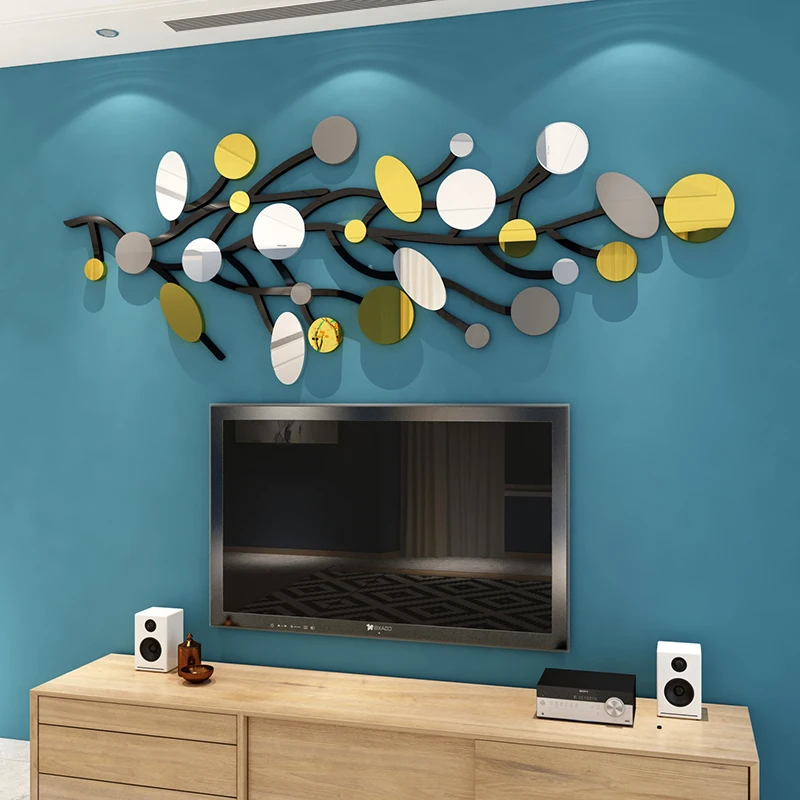 Circle Branch Acrylic Mirror Wall Sticker Living room Bedroom Self Adhesive Fashion Art sticker Abstract Home decoration