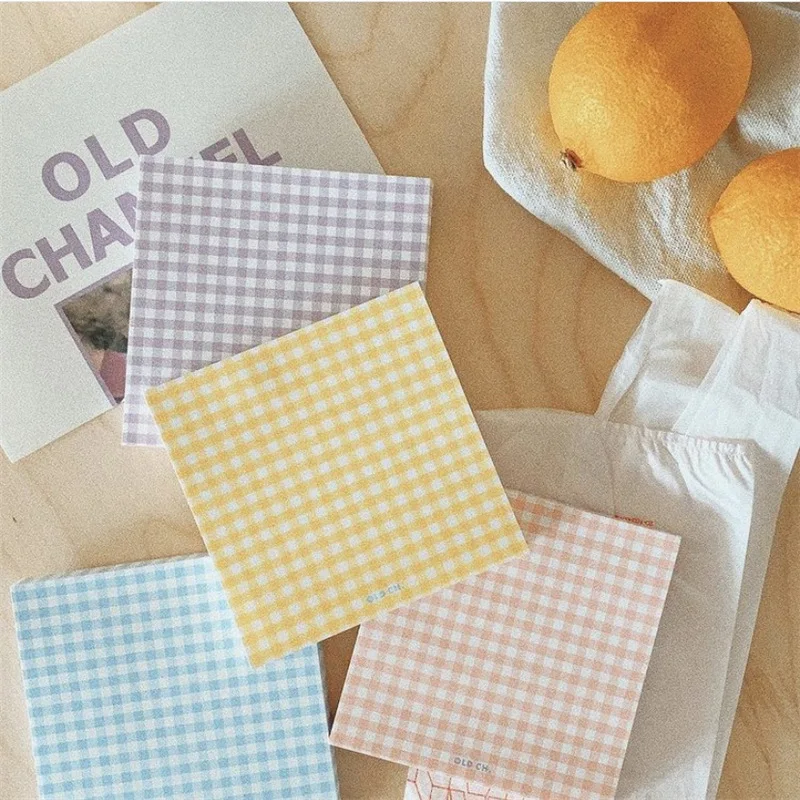 Korean Ins Grid Retro Soft Color Memo Pad Student Checkered Notepad Office Creative Message Paper School Supplies Stationery