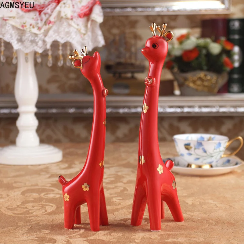 Imagem -04 - Agmsyeu-escultura de Girafa Moderna Criativa Simples Girafa Cerâmica Artesanato Decoração de Amigos Presente de Casamento Decoração de Mesa para Casa