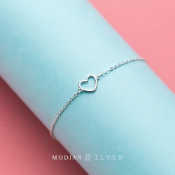 Modian yeni romantik kalp bilezik kadınlar için gerçek 100% 925 ayar gümüş tatlı güzel hediyeler anti-alerji hediye güzel takı