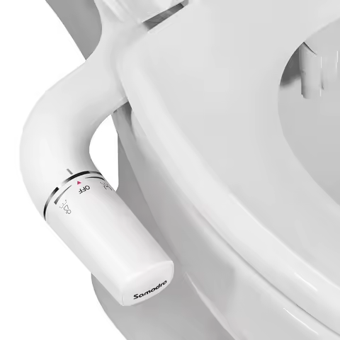 SAMODRA Bidet Attachment Ultra-Slim Toilet Seat Attachment Dual Nozzle Bidet Adjustable Water Pressure Non-Electric Ass Sprayer