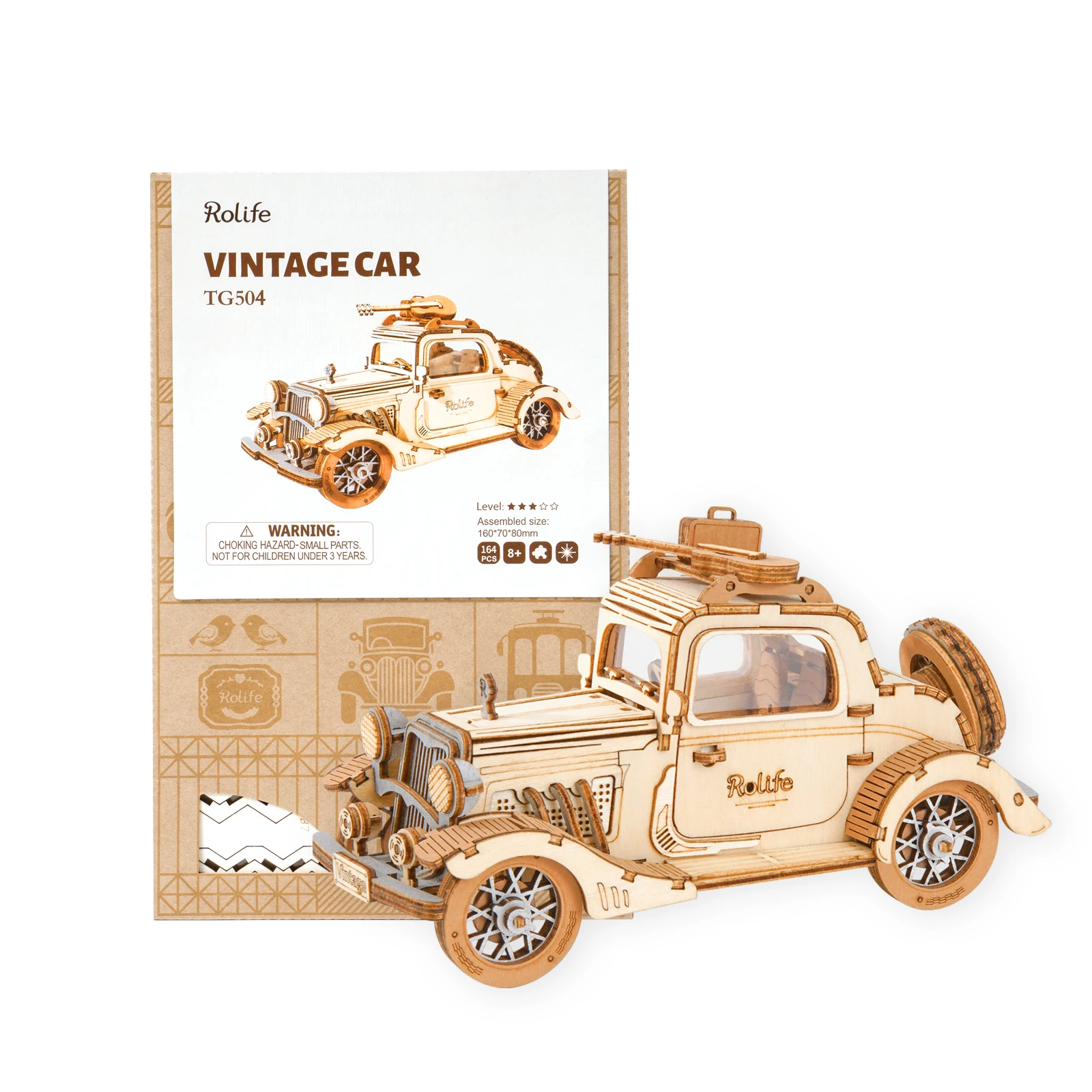 Robotime Rolife Vintage Car Model 3D Wooden Puzzle Toys for Chilidren Kids Adult TG504