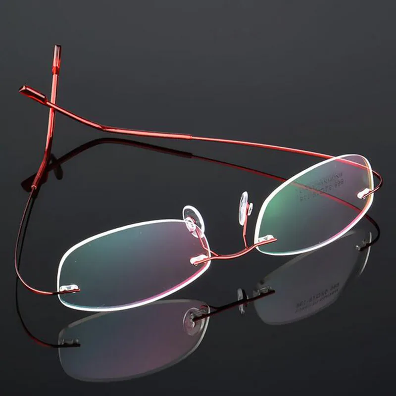 Anti Blue Light Titanium Alloy Framless Oval Myopia Glasses Women Rimless Prescription Lady Eyeglasses 0 -0.5 -0.75 To -6.0