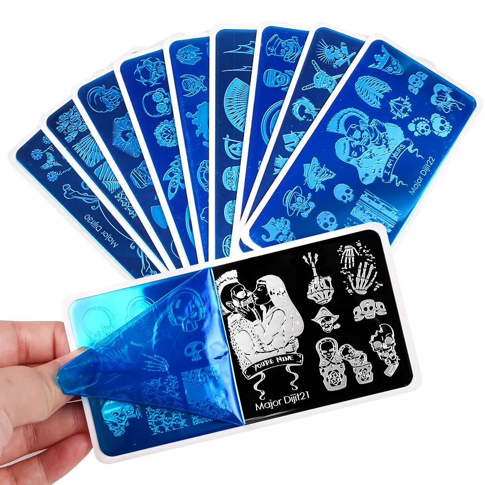 Major Dijit Halloween Skull Punk Band Horror Style Stamping Plates Nail Art Template Image Plate Tools 21-30