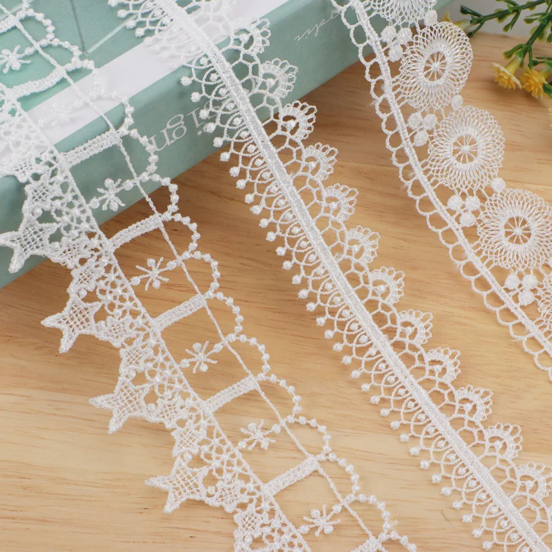 

White Hollow flowers Star Lace Fabrics DIY Underwear Lolita Curtain Wedding Clothing Garment Accessories