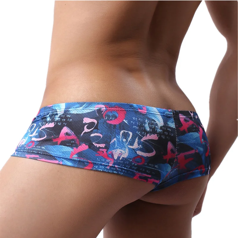 Boxer Mens Underwear Men Low Waist Print Boxers Panties Sexy Breathable Boxershorts Men U Pouch Bikini Shorts Gay Underwear